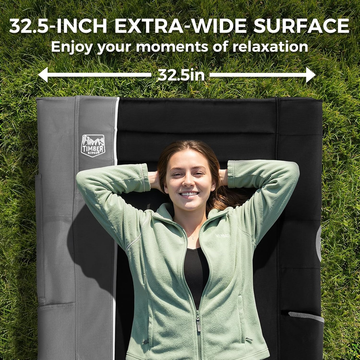 image:imageTIMBER RIDGE 325in Extra Wide Heavy Duty Camping Cot for Adult Easy Set Up Oversized Sleeping Cot with Carry Bag for Camping Travel and Outdoors Support up to 450lbs BlackBlack