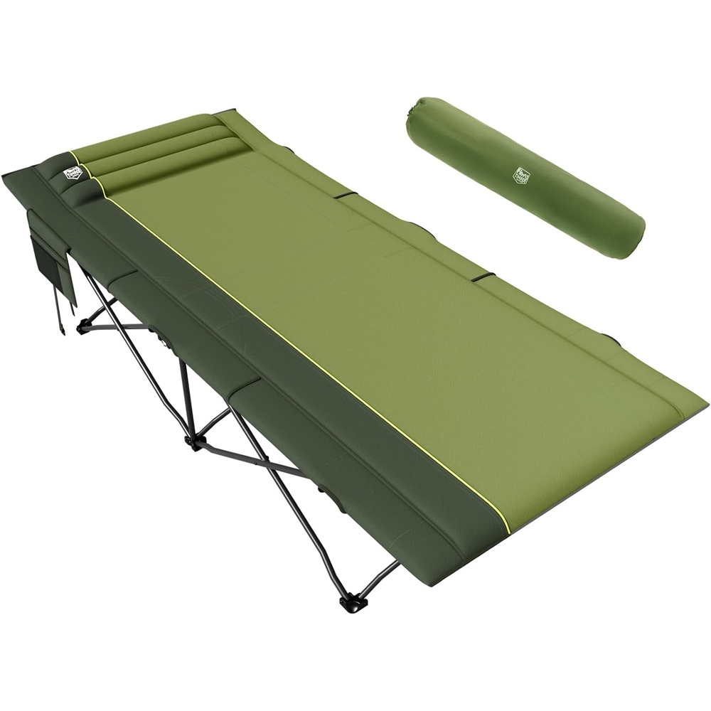 image:imageTIMBER RIDGE 325in Extra Wide Heavy Duty Camping Cot for Adult Easy Set Up Oversized Sleeping Cot with Carry Bag for Camping Travel and Outdoors Support up to 450lbs BlackGreen