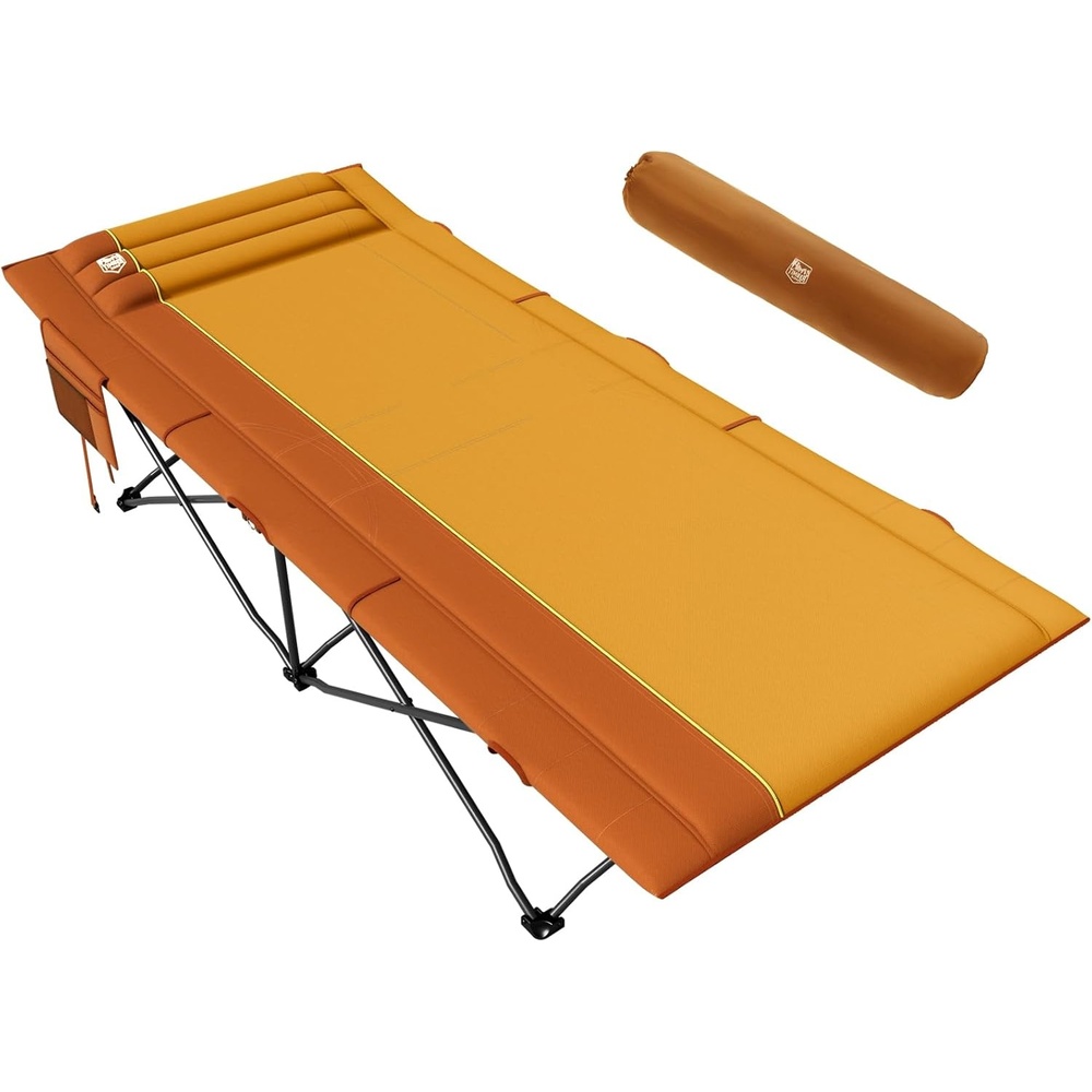 image:imageTIMBER RIDGE 325in Extra Wide Heavy Duty Camping Cot for Adult Easy Set Up Oversized Sleeping Cot with Carry Bag for Camping Travel and Outdoors Support up to 450lbs BlackOrange