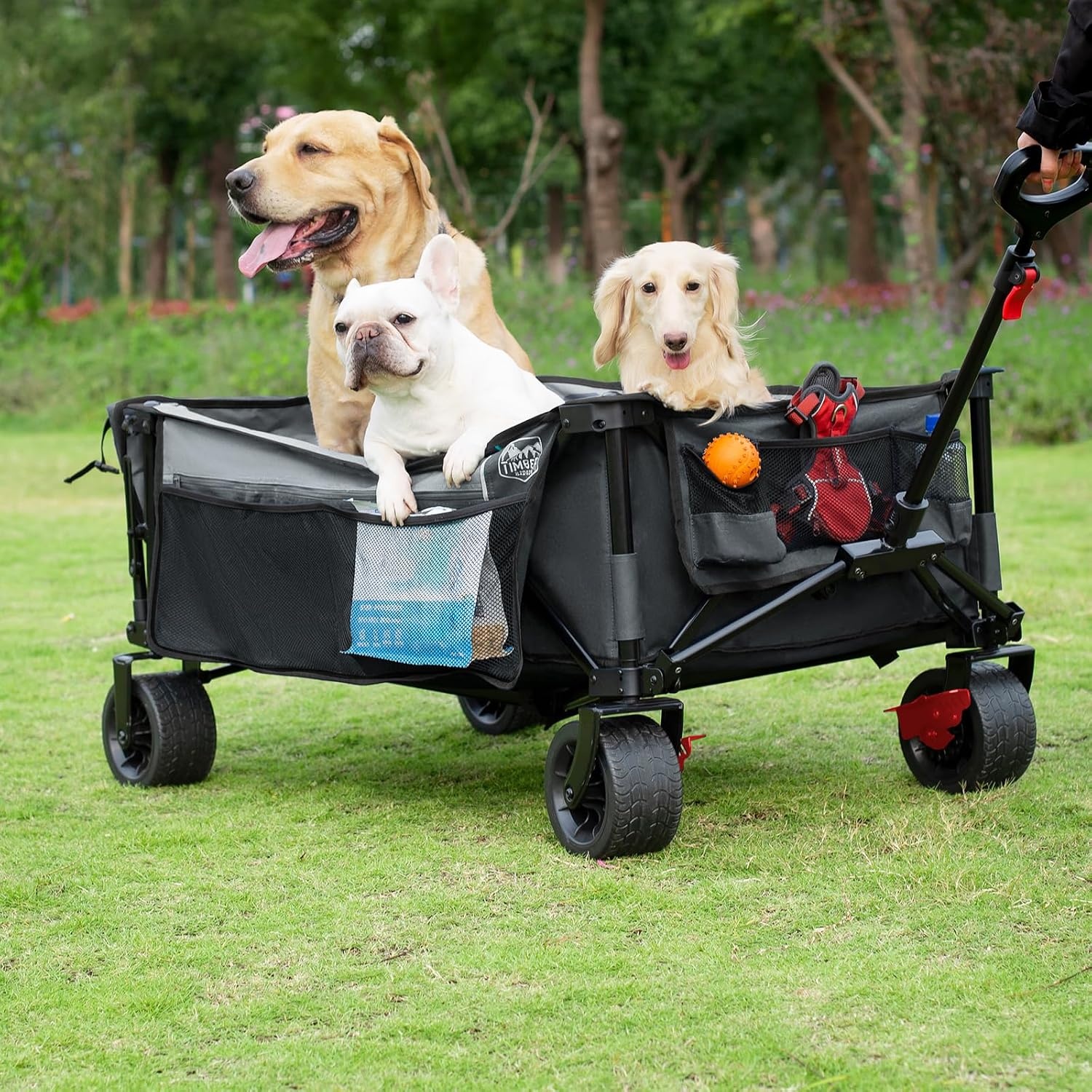 image:imageTIMBER RIDGE 600L Beast Wagon 26 W Extra Wide All Terrain Folding wBig Wheels Cargo Net amp Tailgate 400lbs Heavy Duty Portable Cart 545 L Large Collapsible Wagons for Camping Sports Dogs BlackGray