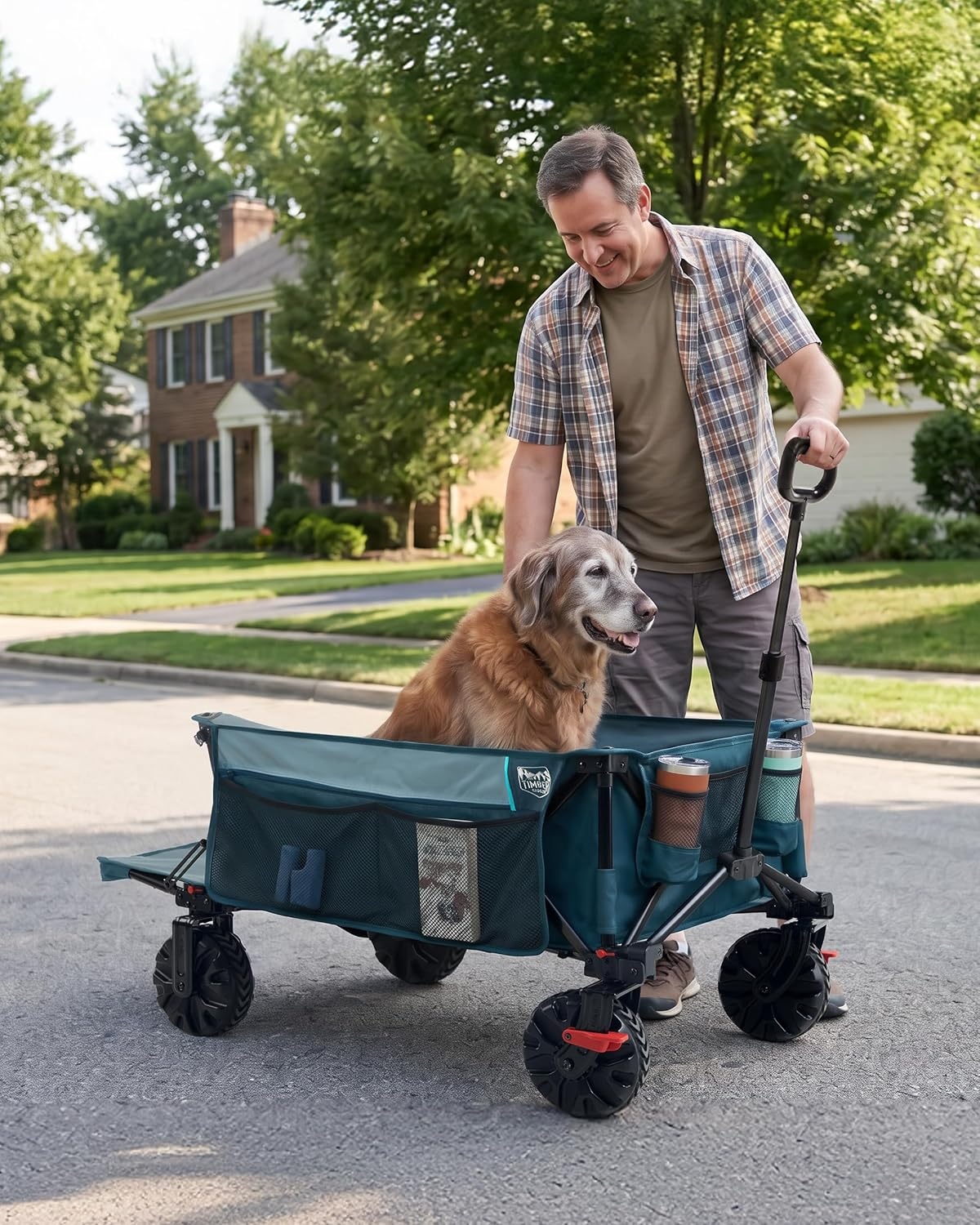image:imageTIMBER RIDGE 600L Beast Wagon 26 W Extra Wide All Terrain Folding wBig Wheels Cargo Net amp Tailgate 400lbs Heavy Duty Portable Cart 545 L Large Collapsible Wagons for Camping Sports Dogs BlackBlue