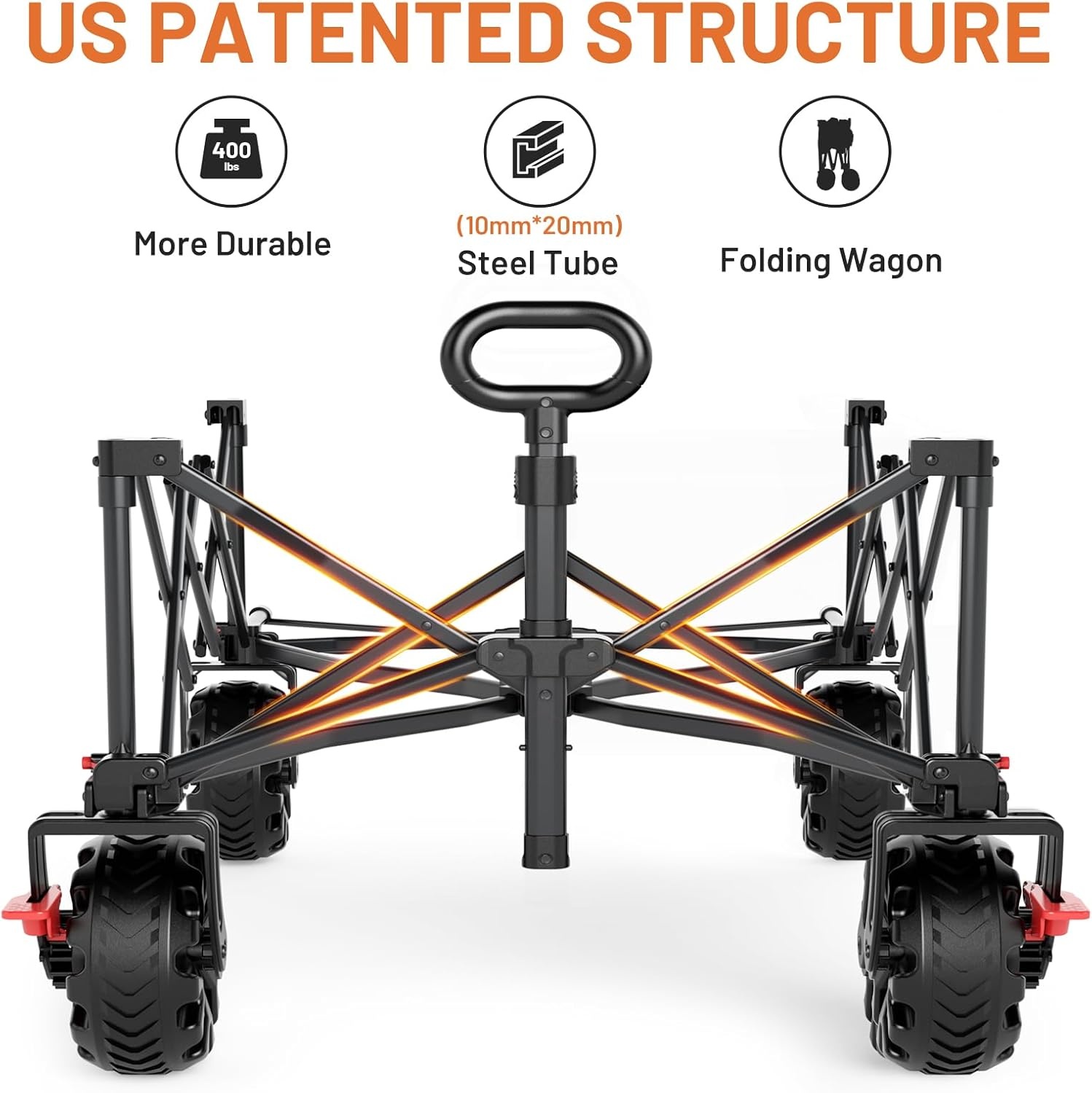 image:imageTIMBER RIDGE 600L Beast Wagon 26 W Extra Wide All Terrain Folding wBig Wheels Cargo Net amp Tailgate 400lbs Heavy Duty Portable Cart 545 L Large Collapsible Wagons for Camping Sports Dogs BlackBlack