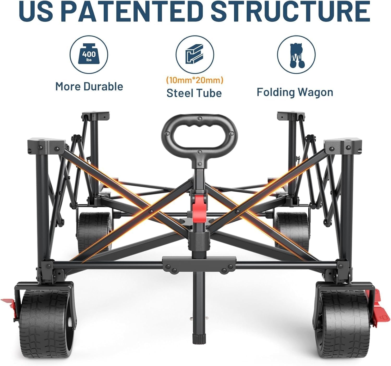 image:imageTIMBER RIDGE 600L Beast Wagon 26 W Extra Wide All Terrain Folding wBig Wheels Cargo Net amp Tailgate 400lbs Heavy Duty Portable Cart 545 L Large Collapsible Wagons for Camping Sports Dogs BlackBlue