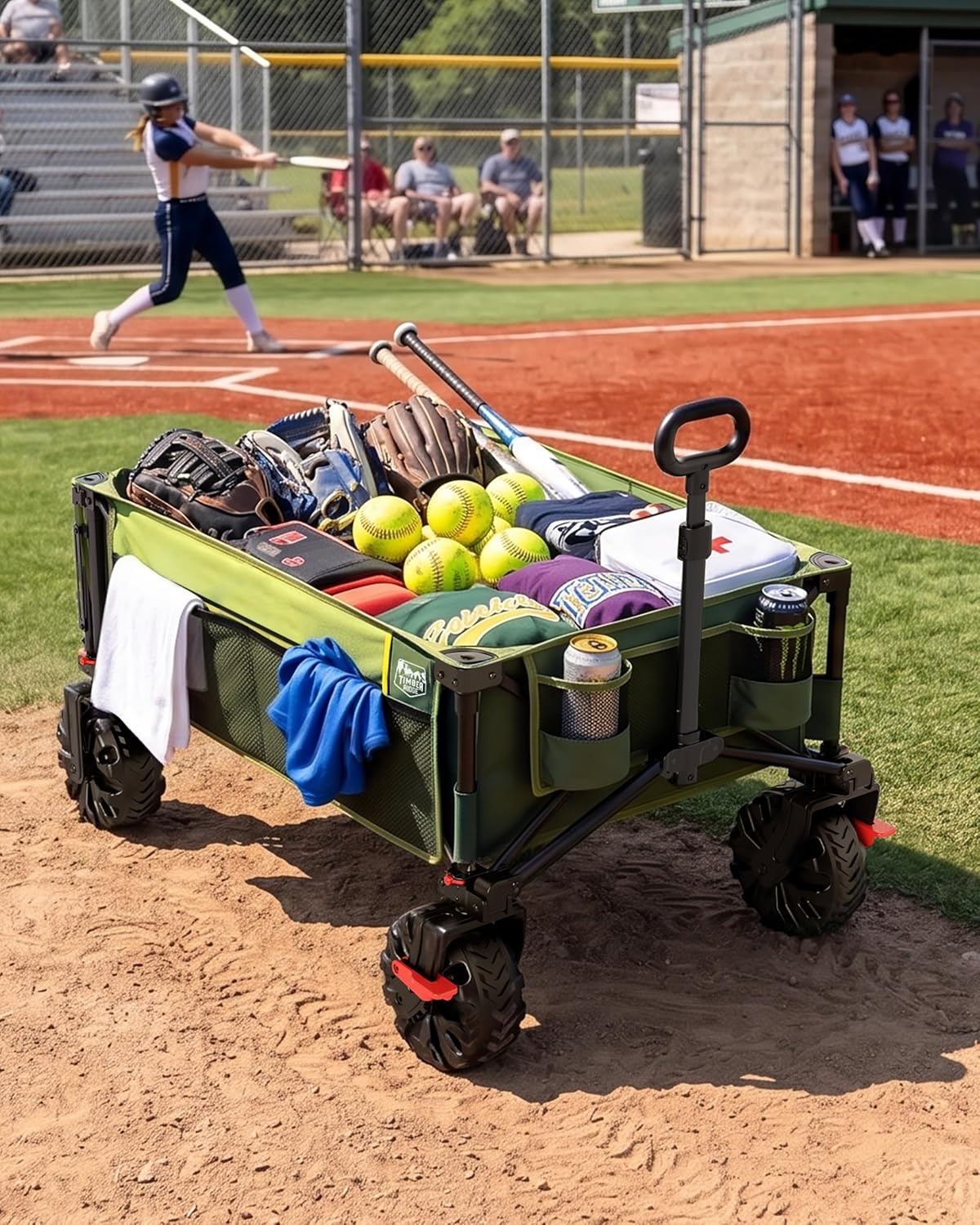 image:imageTIMBER RIDGE 600L Beast Wagon 26 W Extra Wide All Terrain Folding wBig Wheels Cargo Net amp Tailgate 400lbs Heavy Duty Portable Cart 545 L Large Collapsible Wagons for Camping Sports Dogs BlackGreen