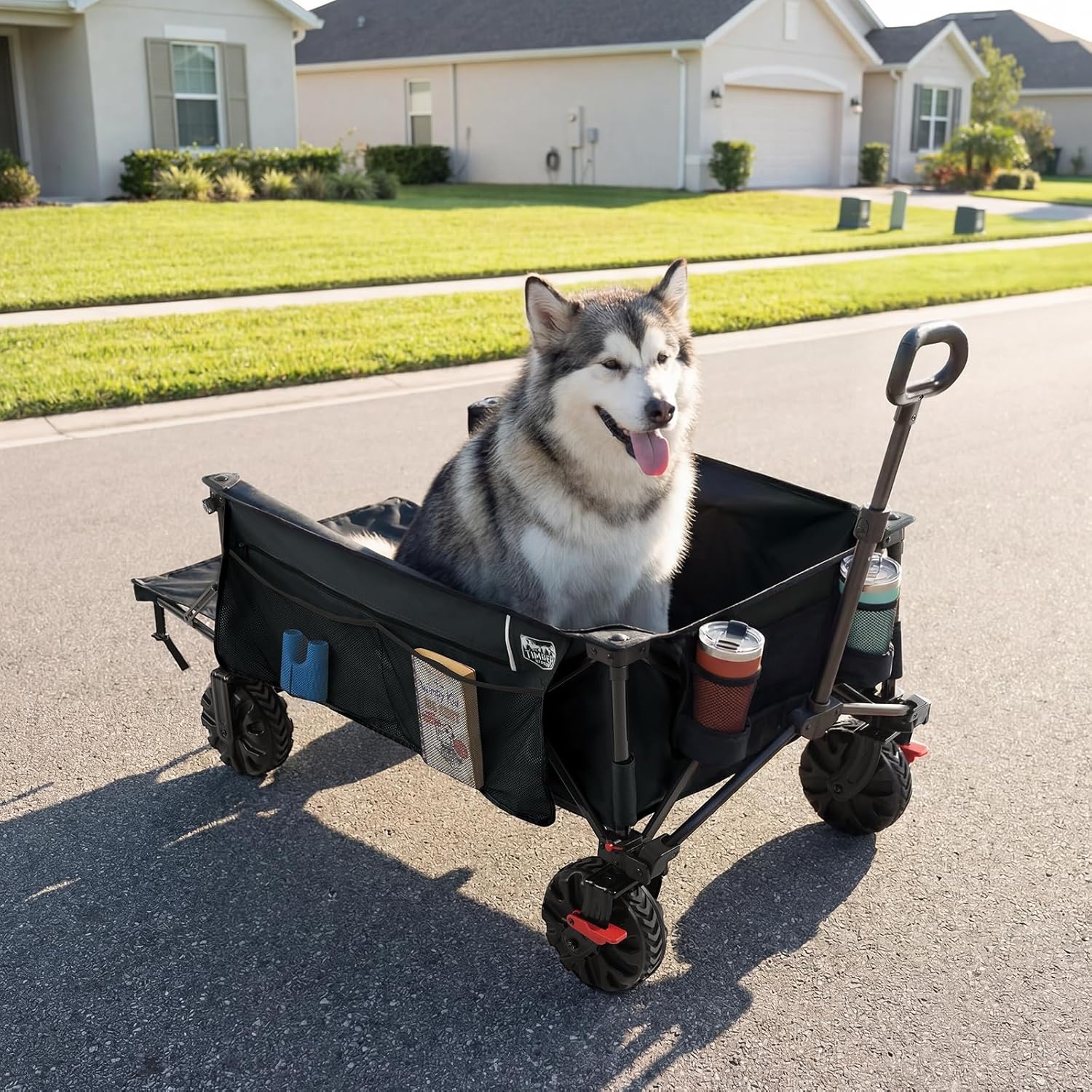 image:imageTIMBER RIDGE 600L Beast Wagon 26 W Extra Wide All Terrain Folding wBig Wheels Cargo Net amp Tailgate 400lbs Heavy Duty Portable Cart 545 L Large Collapsible Wagons for Camping Sports Dogs BlackBlack