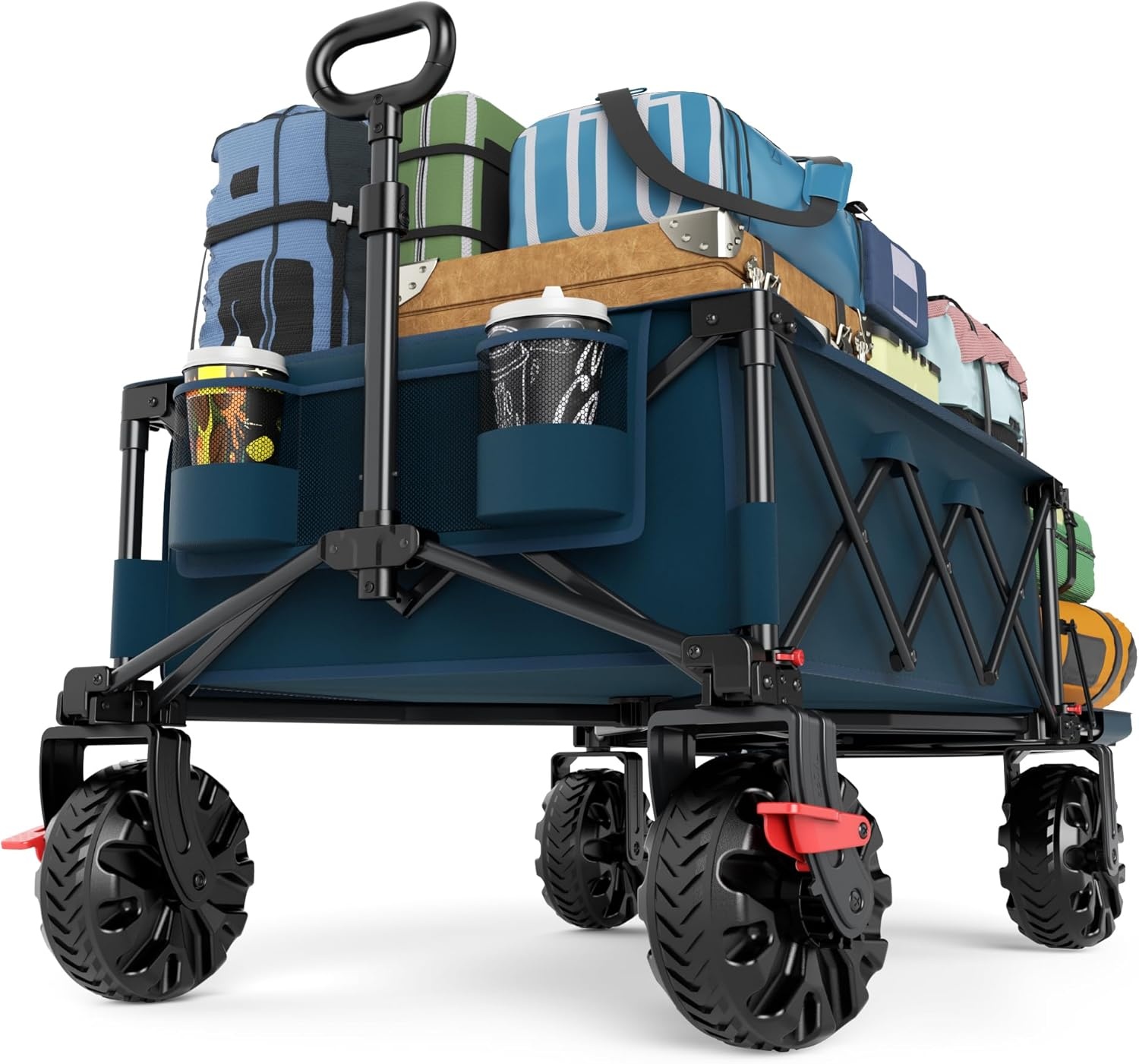image:imageTIMBER RIDGE 600L Beast Wagon 26 W Extra Wide All Terrain Folding wBig Wheels Cargo Net amp Tailgate 400lbs Heavy Duty Portable Cart 545 L Large Collapsible Wagons for Camping Sports Dogs BlackBlue
