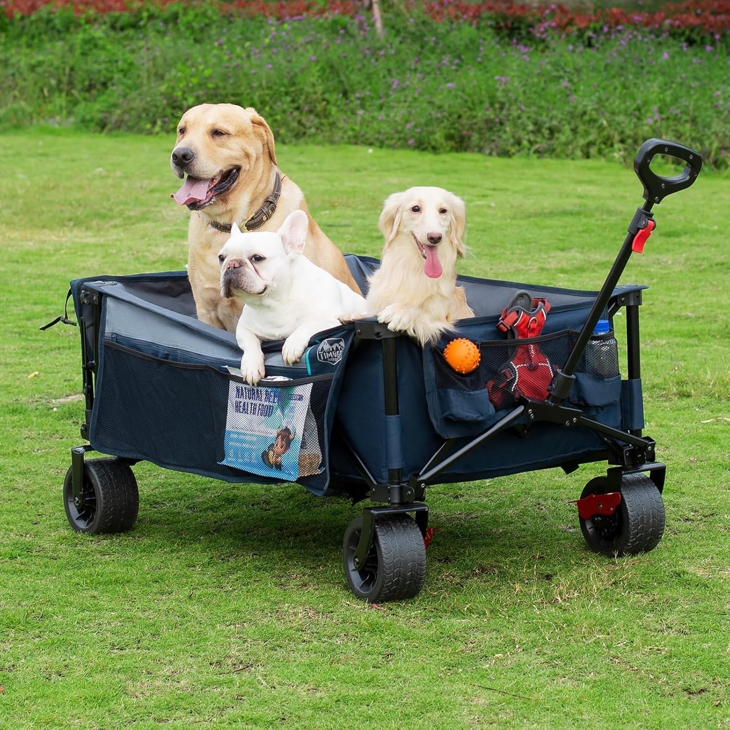 image:imageTIMBER RIDGE 600L Beast Wagon 26 W Extra Wide All Terrain Folding wBig Wheels Cargo Net amp Tailgate 400lbs Heavy Duty Portable Cart 545 L Large Collapsible Wagons for Camping Sports Dogs BlackBlue