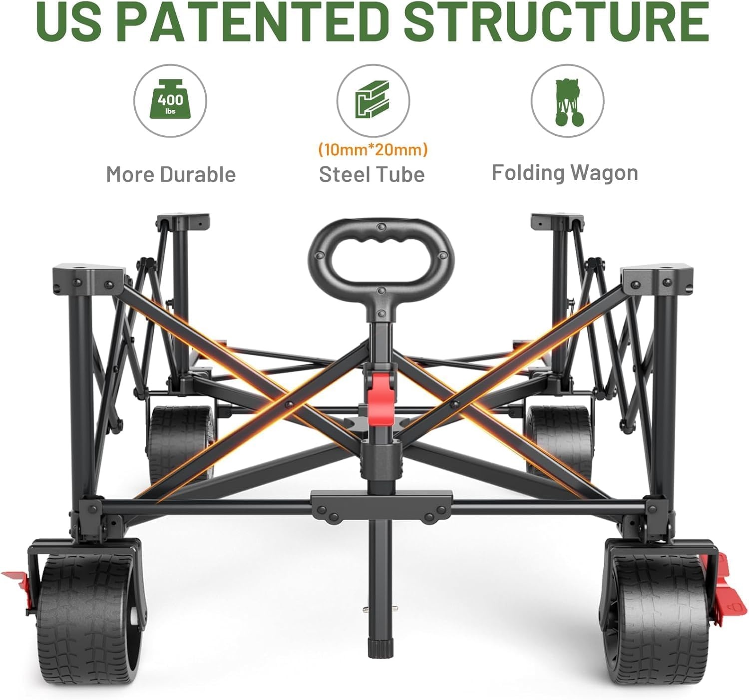 image:imageTIMBER RIDGE 600L Beast Wagon 26 W Extra Wide All Terrain Folding wBig Wheels Cargo Net amp Tailgate 400lbs Heavy Duty Portable Cart 545 L Large Collapsible Wagons for Camping Sports Dogs BlackGray