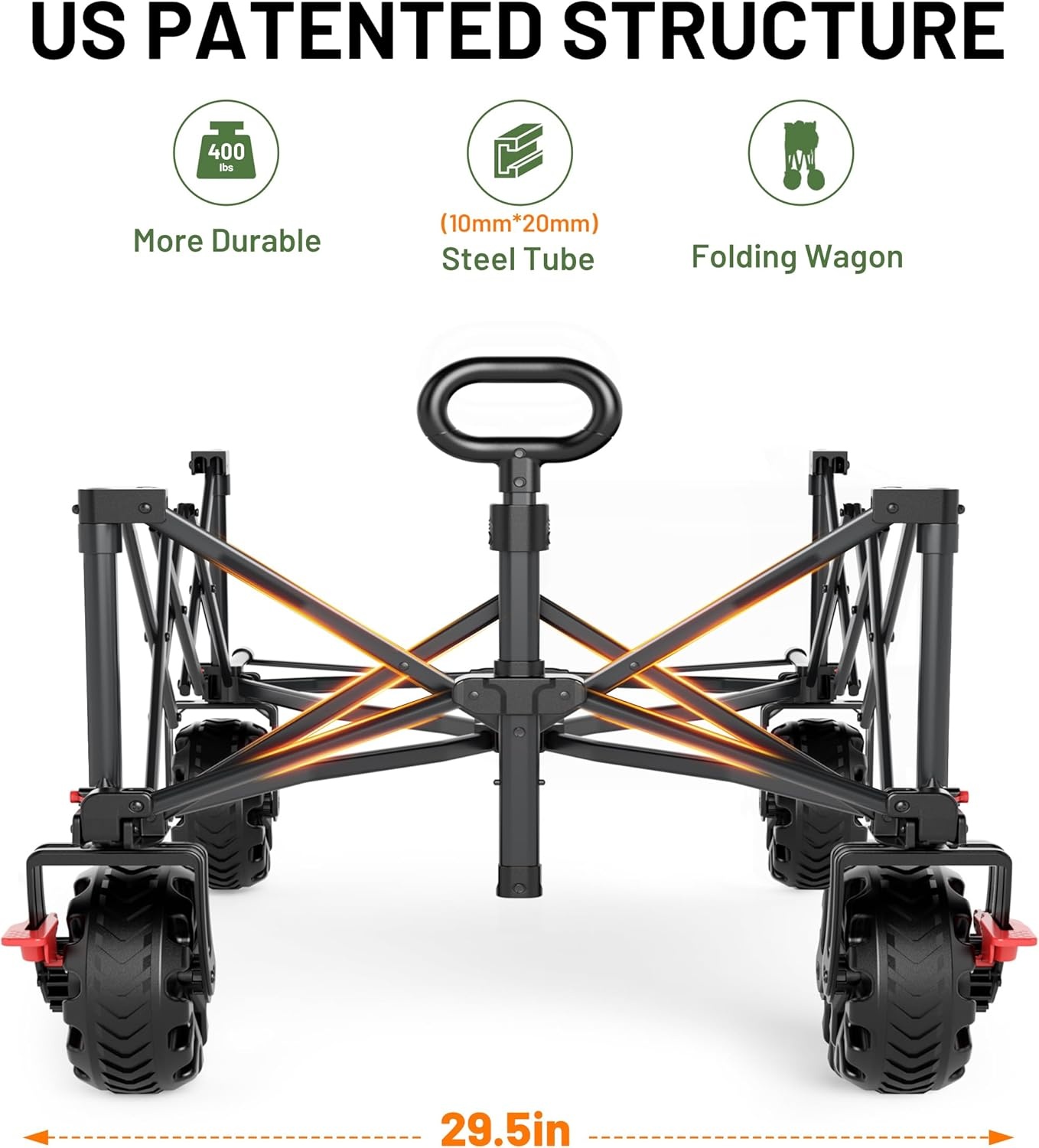 image:imageTIMBER RIDGE 600L Beast Wagon 26 W Extra Wide All Terrain Folding wBig Wheels Cargo Net amp Tailgate 400lbs Heavy Duty Portable Cart 545 L Large Collapsible Wagons for Camping Sports Dogs BlackGray