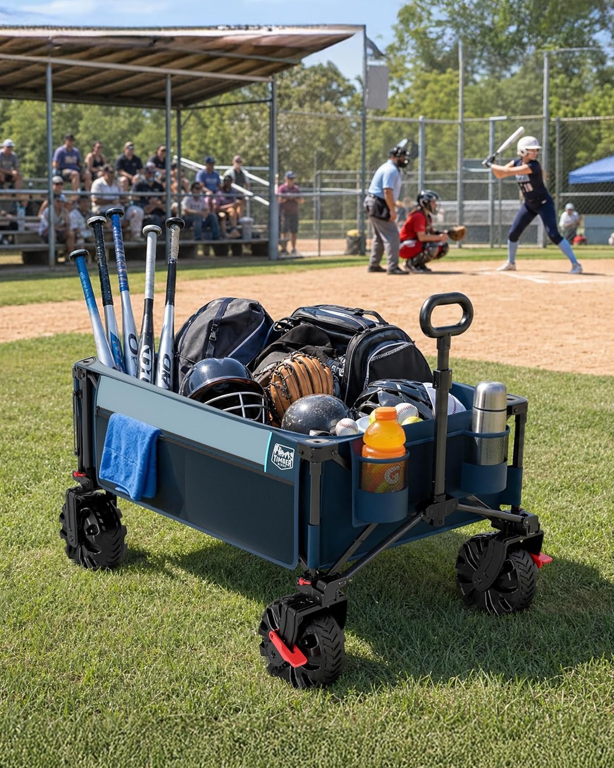 image:imageTIMBER RIDGE 600L Beast Wagon 26 W Extra Wide All Terrain Folding wBig Wheels Cargo Net amp Tailgate 400lbs Heavy Duty Portable Cart 545 L Large Collapsible Wagons for Camping Sports Dogs BlackBlue