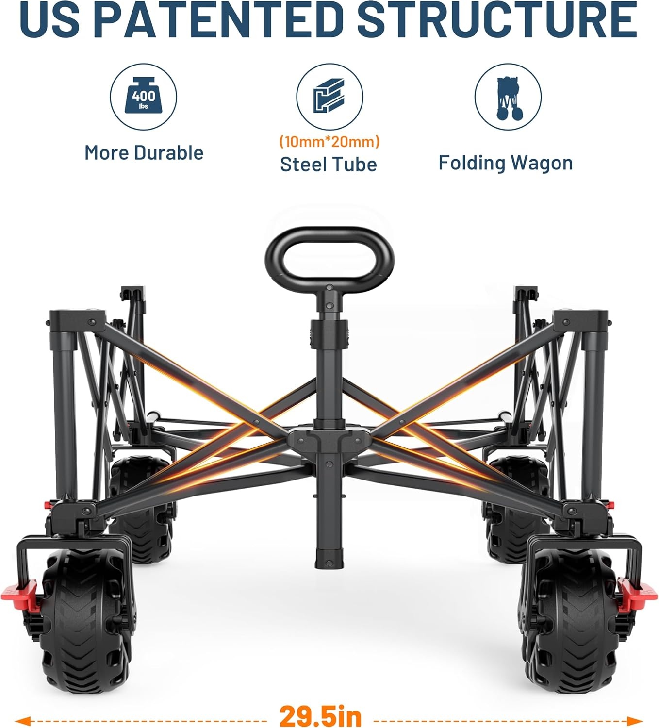 image:imageTIMBER RIDGE 600L Beast Wagon 26 W Extra Wide All Terrain Folding wBig Wheels Cargo Net amp Tailgate 400lbs Heavy Duty Portable Cart 545 L Large Collapsible Wagons for Camping Sports Dogs BlackBlue