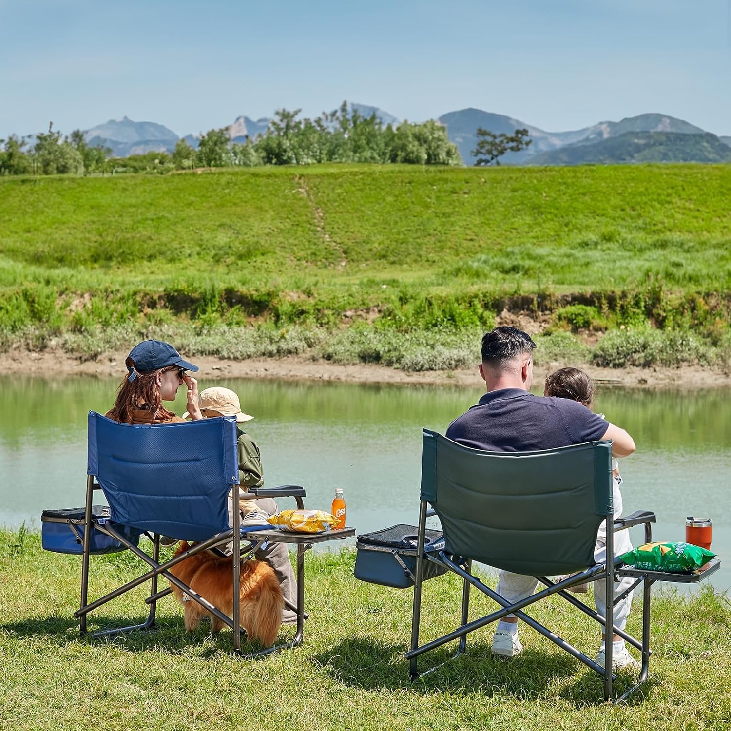 image:imageTimber Ridge XXL Oversized Directors Chair 600lbs Heavy Duty Camping Chair with Cooler Bag amp Table Portable Folding Chair with Wide Seat for Tailgating Patio Outdoor Grey 2 PackGrey1 Pack