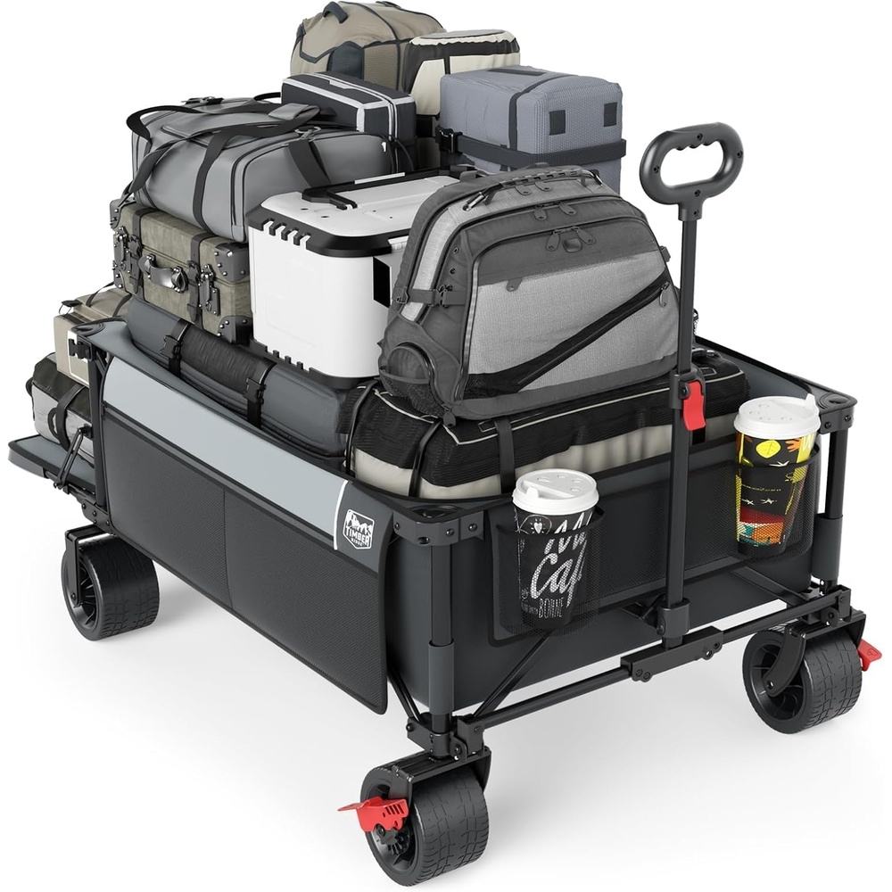 image:imageTIMBER RIDGE 600L Beast Wagon 26 W Extra Wide All Terrain Folding wBig Wheels Cargo Net amp Tailgate 400lbs Heavy Duty Portable Cart 545 L Large Collapsible Wagons for Camping Sports Dogs BlackGray
