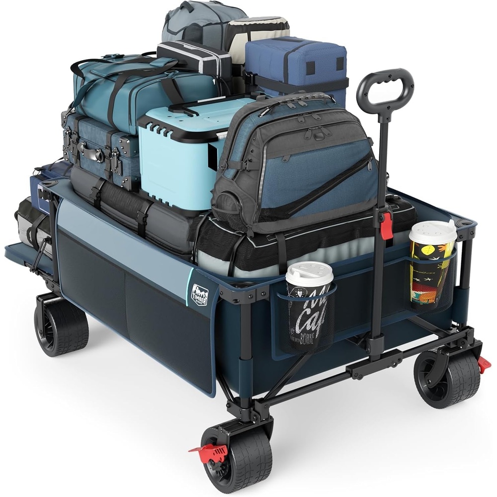 image:imageTIMBER RIDGE 600L Beast Wagon 26 W Extra Wide All Terrain Folding wBig Wheels Cargo Net amp Tailgate 400lbs Heavy Duty Portable Cart 545 L Large Collapsible Wagons for Camping Sports Dogs BlackBlue