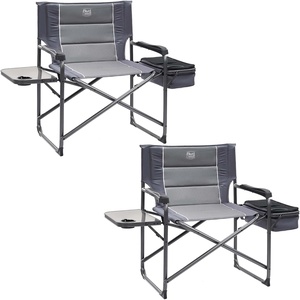 image:imageTimber Ridge XXL Oversized Directors Chair 600lbs  Heavy Duty Camping Chair with Cooler Bag amp Table Portable Folding Chair with Wide Seat for Tailgating Patio Outdoor  Grey 2 PackGrey2 Pack