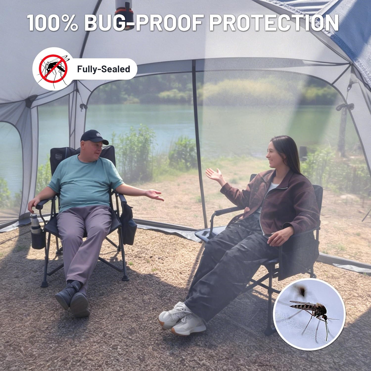 image:imageTIMBER RIDGE 15x10 FT Screen House Tent BugProof Mesh Gazebo with Dual Zippered Doors Waterproof Sunshade Canopy Shelter for 810 People Backyard BBQ Camping Picnic amp Outdoor Events