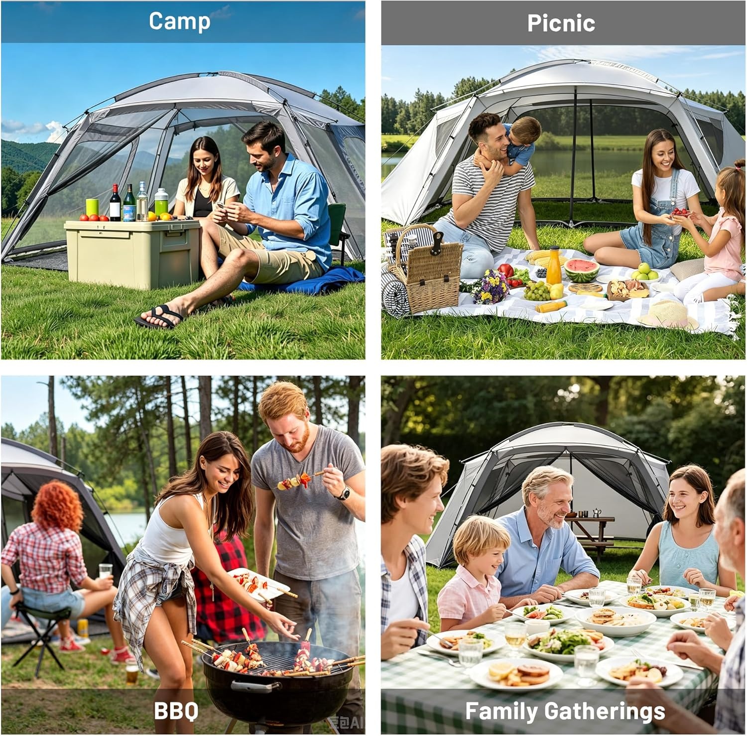 image:imageTIMBER RIDGE 15x10 FT Screen House Tent BugProof Mesh Gazebo with Dual Zippered Doors Waterproof Sunshade Canopy Shelter for 810 People Backyard BBQ Camping Picnic amp Outdoor Events