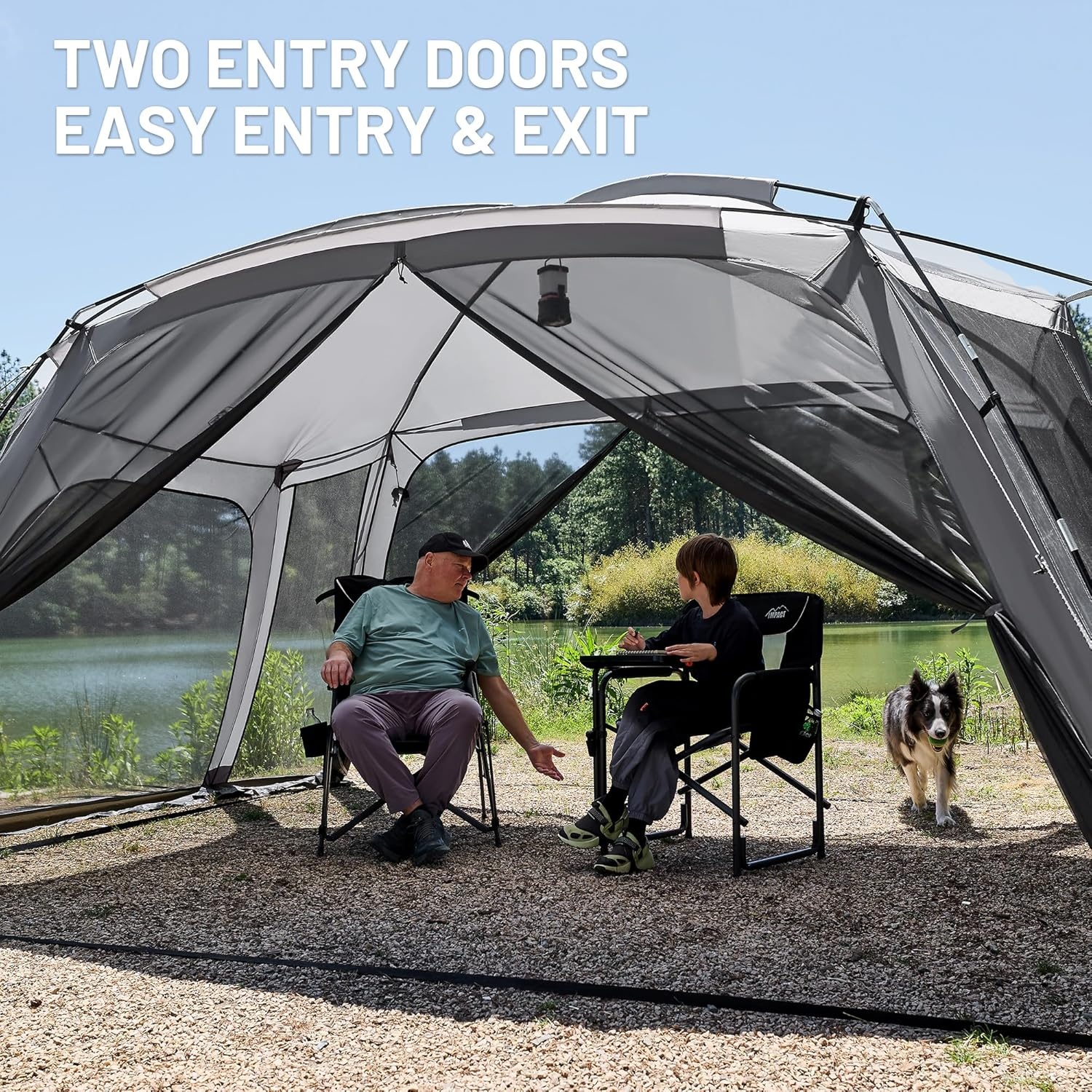 image:imageTIMBER RIDGE 15x10 FT Screen House Tent BugProof Mesh Gazebo with Dual Zippered Doors Waterproof Sunshade Canopy Shelter for 810 People Backyard BBQ Camping Picnic amp Outdoor Events