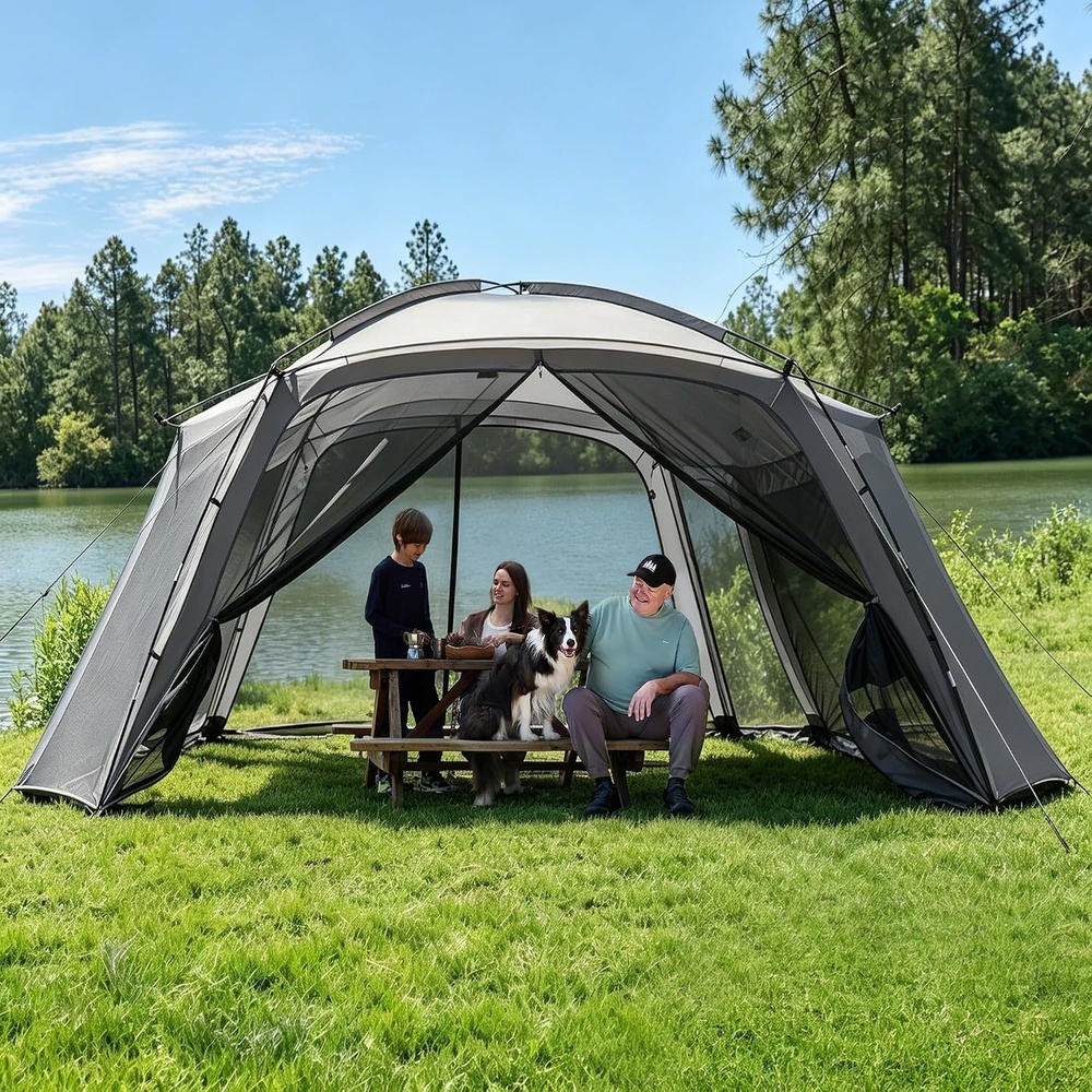 image:imageTIMBER RIDGE 15x10 FT Screen House Tent BugProof Mesh Gazebo with Dual Zippered Doors Waterproof Sunshade Canopy Shelter for 810 People Backyard BBQ Camping Picnic amp Outdoor Events