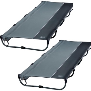 image:imageTIMBER RIDGE 20Second Quick SetUp Camping Cot Lightweight Aluminum Folding Cot with Zipper Closure Portable Carry Bag Included for Camping Travel and Outdoors Support up to 225lbs BlackGrey2 Set